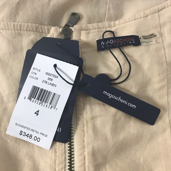 Magaschoni Silk Linen Button Tab Sheath Dress - Picture 11 of 11